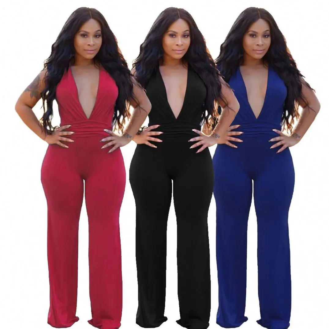 

2020 Sexy Fashion Ladies Jumpsuit Loose Fitting V-Neck One Piece Jumpsuit