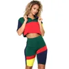 2019 explosion models contrast color slim casual five pants sports yoga set