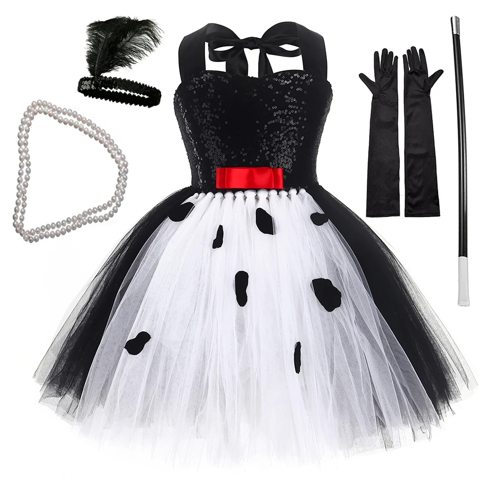 

2022 Halloween Party Cosplay Dresses For Girls Black And White Witch Character Costume Set