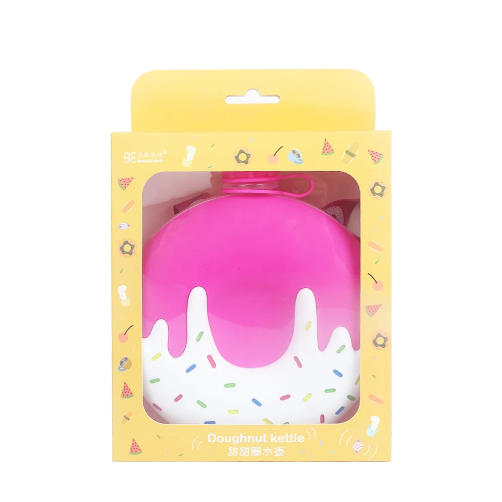 

Hot Selling Sports Water Bottle Doughnut Silicone Kettles Reusable, Customized color acceptable