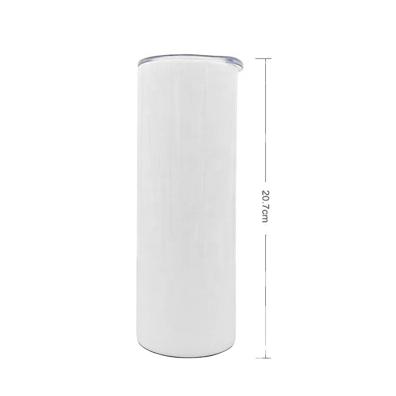 

Sublimation Blank Heat Press  Stainless Steel Skinny Straight Tumbler with Stainless Steel Straw, White/sliver