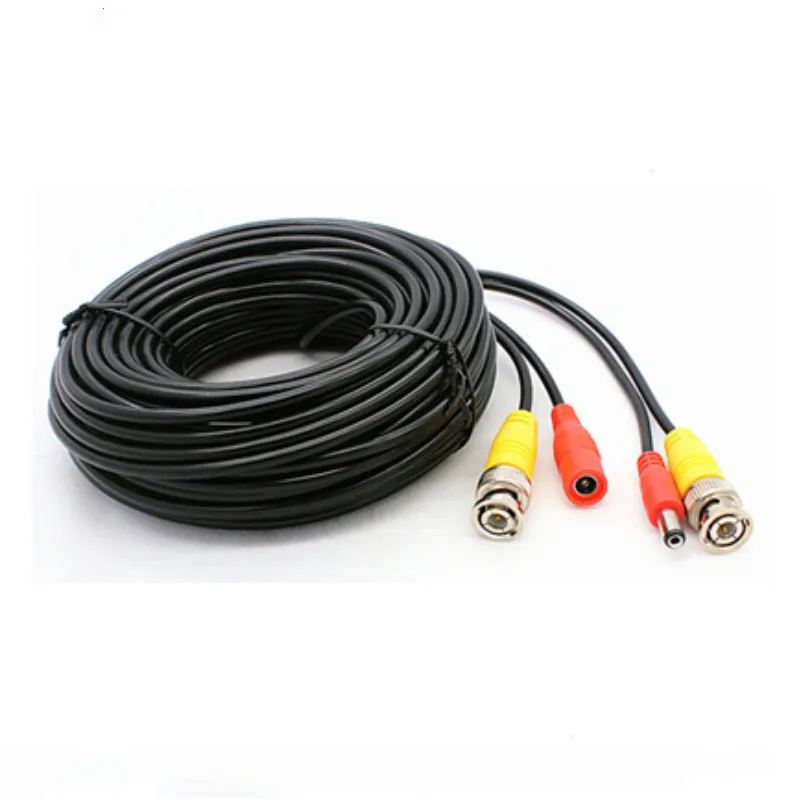 

20M BNC Male DC 2 In 1 Way Security Camera Extension DC Plug Connector Audio Snake Cable, Black