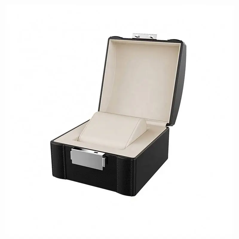 

Custom watch packaging box size logo luxury gift pu leather packaging storage watch box, Black/white/gray/red/green/orange