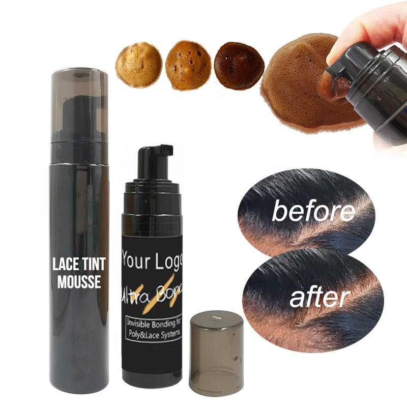 

OEM / ODM Custom Foam Lace Mousse Tint Hair Extensions Formulated for Dark Skin, Light brown/medium brown/dark brown