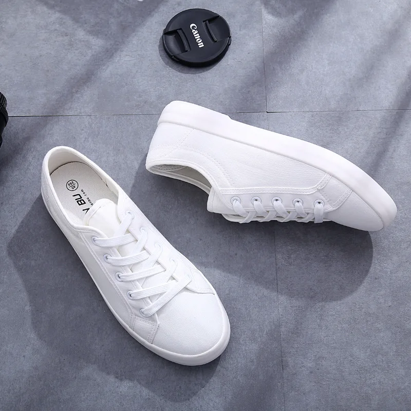 Classic White Sneakers Women Casual Canvas Shoes Female Summer Lace-up ...