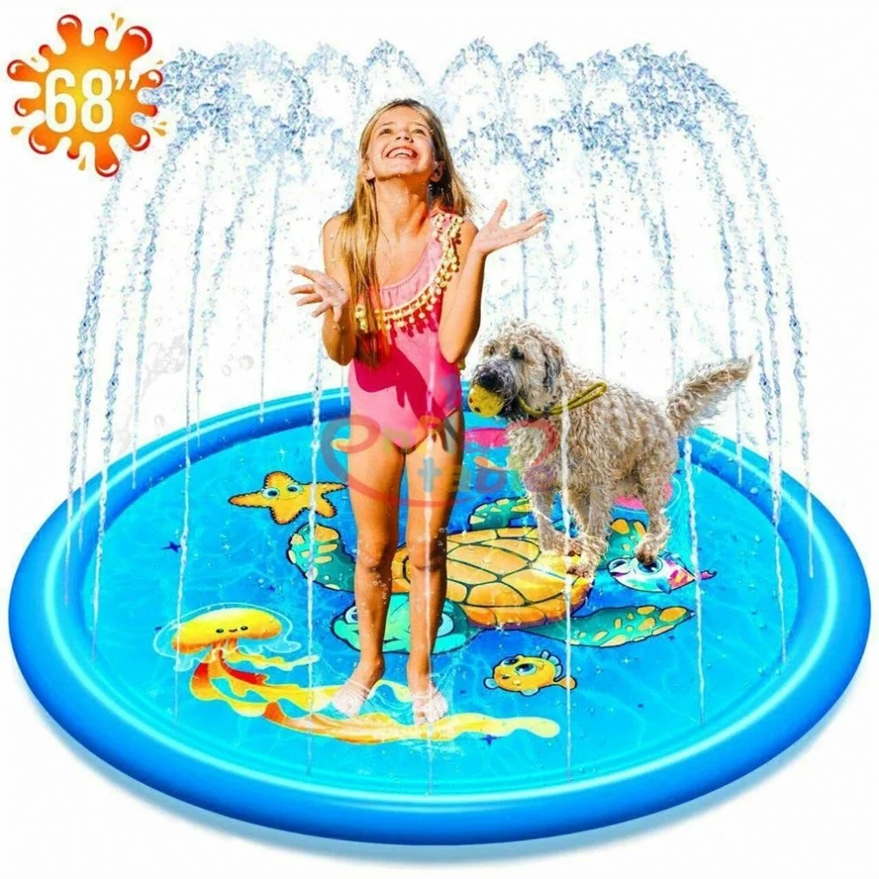 

Inflatable Splash Pad Sprinkler For Kids Toddlers Kiddie Baby Pool Outdoor Games Water Mat Toys Baby Infant Wadin Swimming, Blue or customized