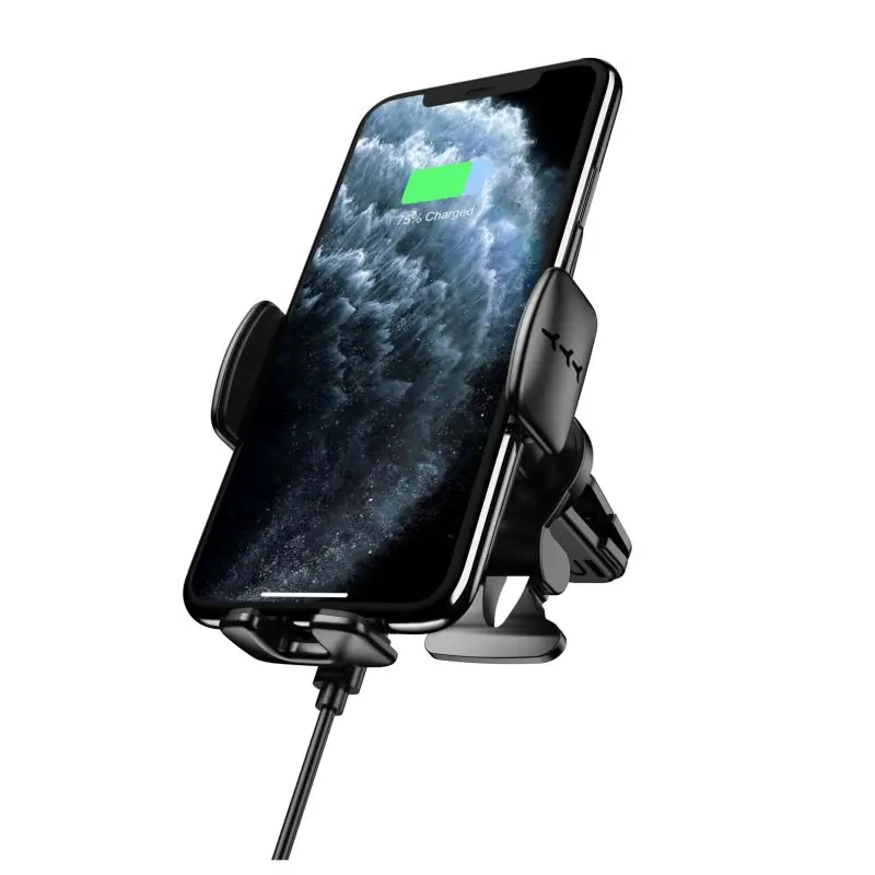 

2020 OEM factory 5w /10w Qi standard wireless charger type C port for car, Black
