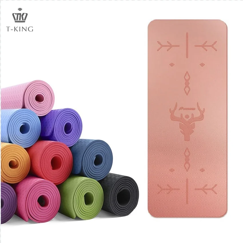 

TKING factory wholesale price promotion solid color TPE 6mm pilates yoga mat, Customized