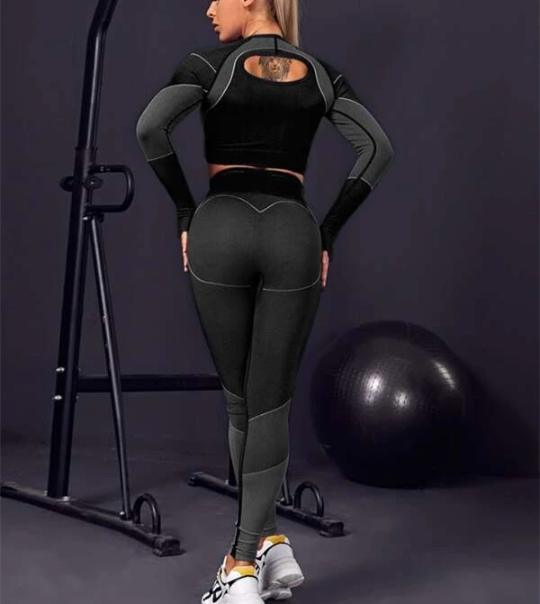 

Yoga Fitness Workout Running Outfits Gym Women Custom Sports Suits Seamless Yoga Set Cut Out Back SportsTee & Sports Leggings, Multicolor