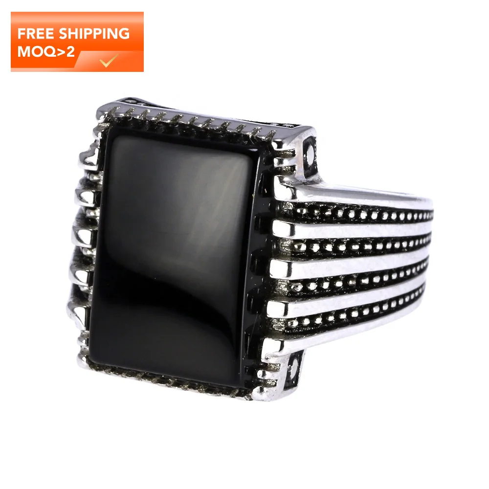 

Wholesale Black Micro Pave Zircon Turkish Jewelry Men Ring Finger Stone Ring Design For Man