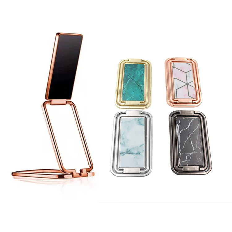 

Multifunctional Rectangle Foldable Adjustable Marble Finger Ring Stand Magnet Phone Holder, Black / rose gold / silver