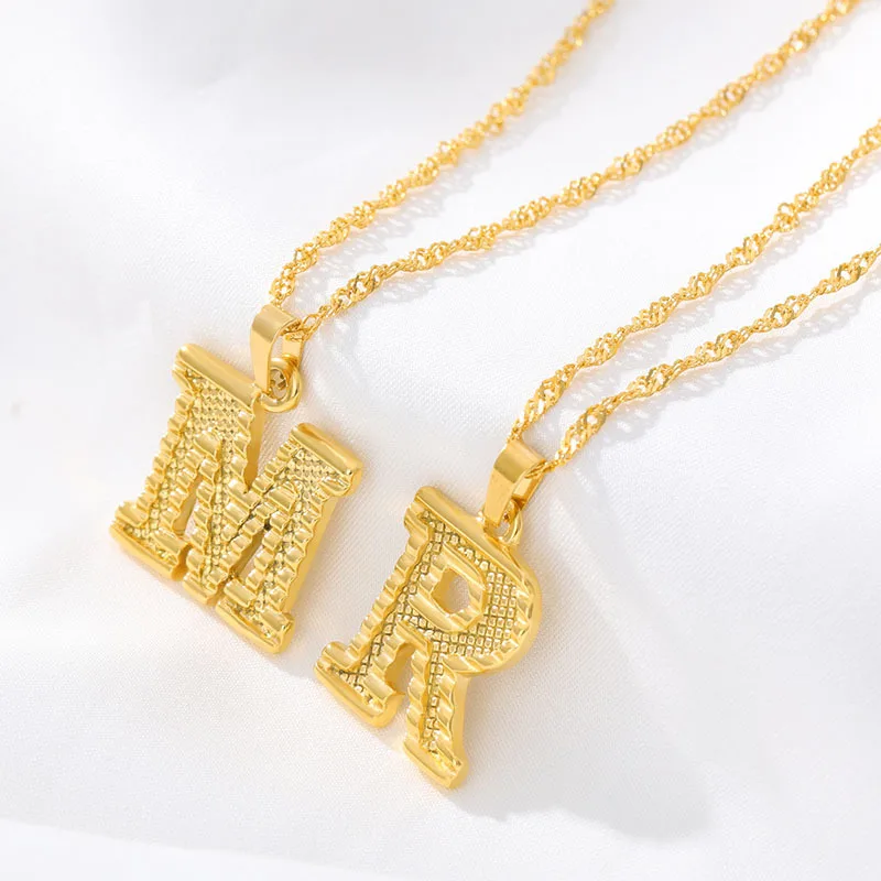 

top sale 26 letter capital gold initial necklace pendant 18K gold plating high plating necklace stainless steel, Picture
