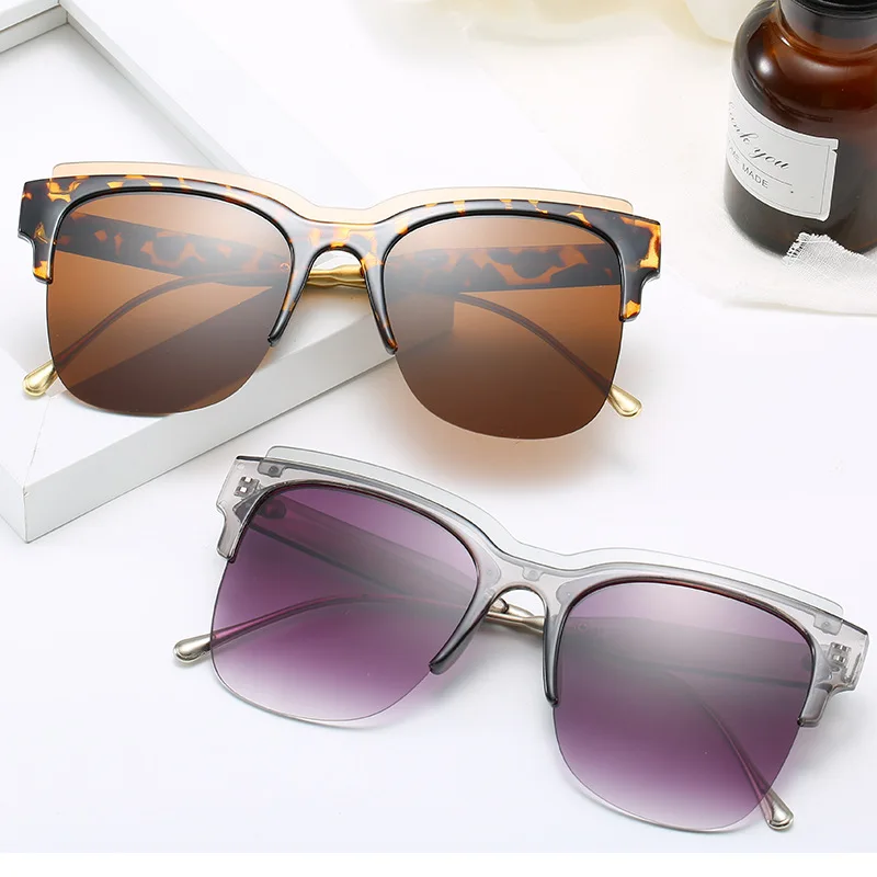 

SKYWAY Hot Selling In Amazon Fashion Half Frame Women Sunglasses China Wholesale Vintage Oversized Sun Glasses For Female