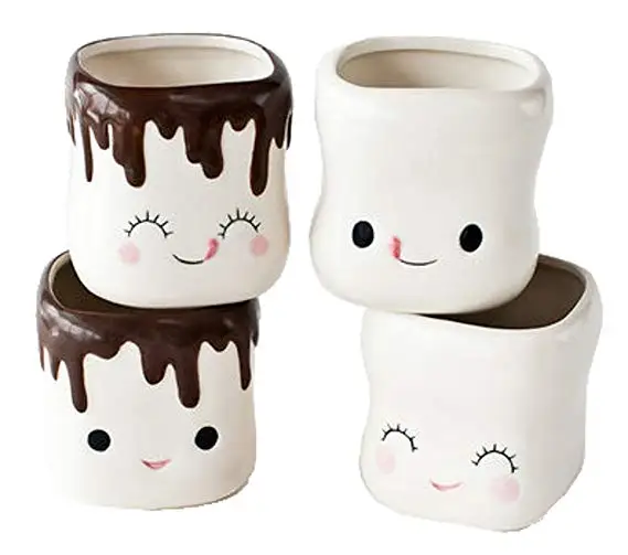 New Arrival Hot Chocolate Cute Smile Ceramic Mugs Cups(Set of 4)