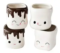 

New Arrival Hot Chocolate Cute Smile Ceramic Mugs Cups(Set of 4)