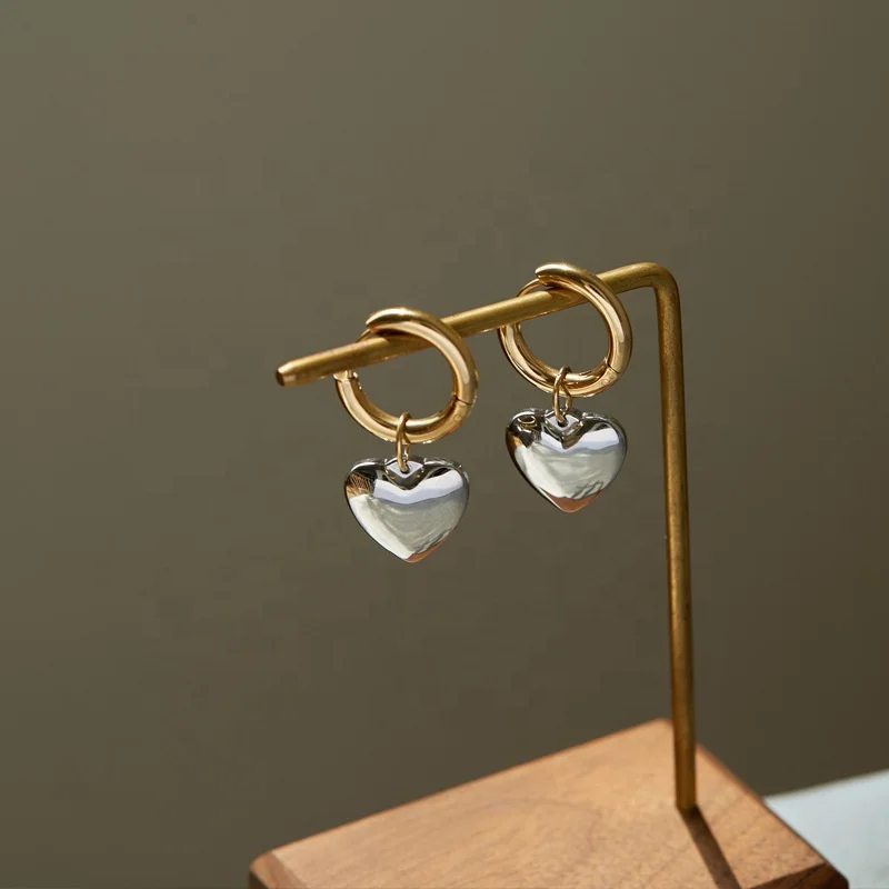 

trendy stainless steel 14k gold plated heart earrings
