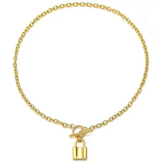 

High Quality Gold Plated Pendant Chain Necklace Lock Necklace for Women