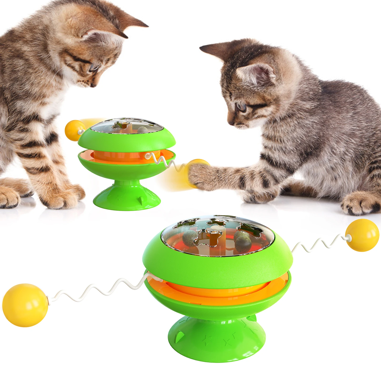 

High Quality Pet Training Interactive Cat Toy Funny Cat Stick with Catnip Ball Gyro Cat Turntable Toy