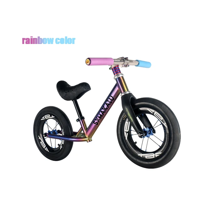 

12 inch Super light 2.5kg titanium kids balance bike Carbon fiber rim, Ti raw,colorful