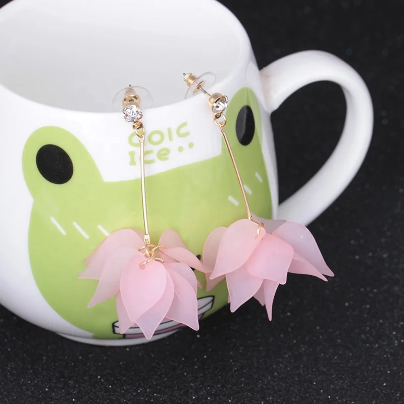 

2021 New Personality Flower Long Women Earrings Jewelry, White/blue/white/green/orange