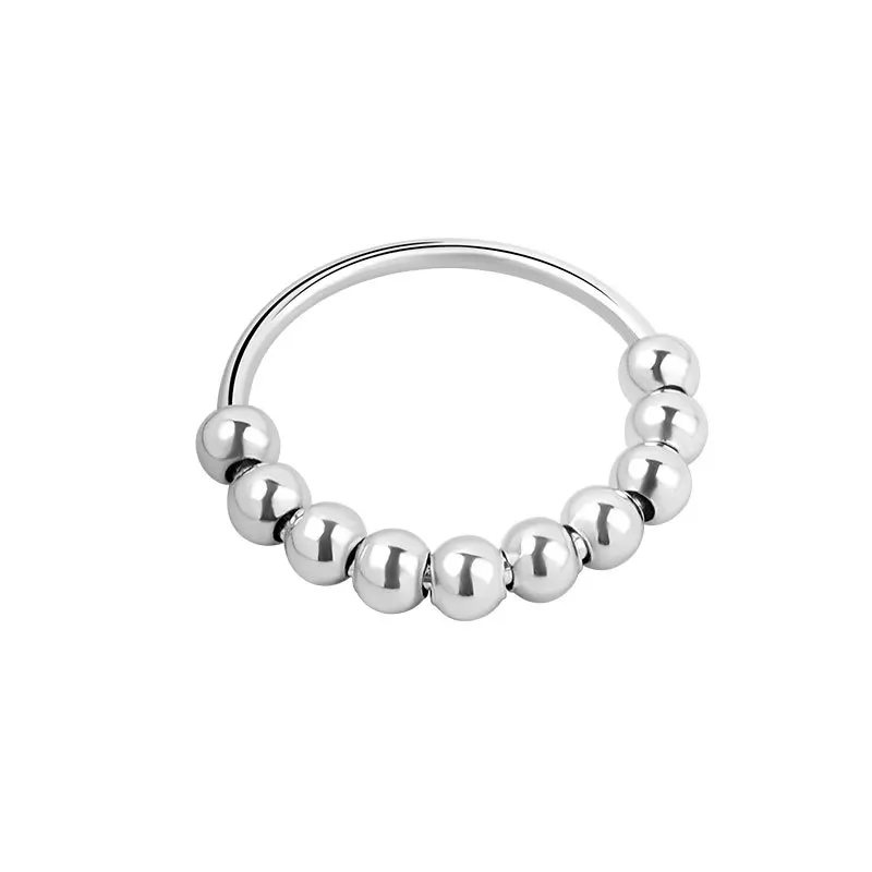 

Women Men Rotate Freely Anti Stress Anxiety Bead Ring Single Coil Antistress Spiral Beads Rotate Jewlery Stress Relief Rings, As picture show