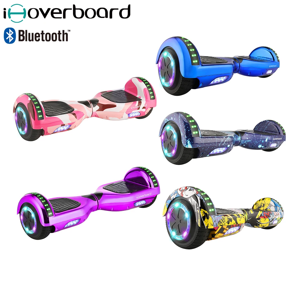 

US UK stock 350w kick electric scooter go kart 2 wheel hoverboard Bluetooth LED 6.5 inch hoverboard foldable e scooter