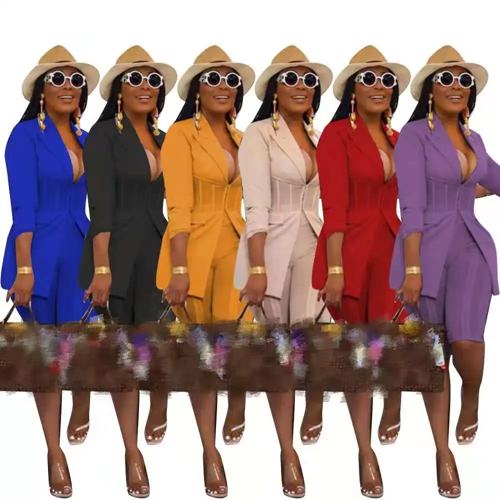 

Newest Design Casual Solid Color Fall 2 Piece Women Set Long Sleeve Office 2021 Two Piece Set Women Clothing Elegant