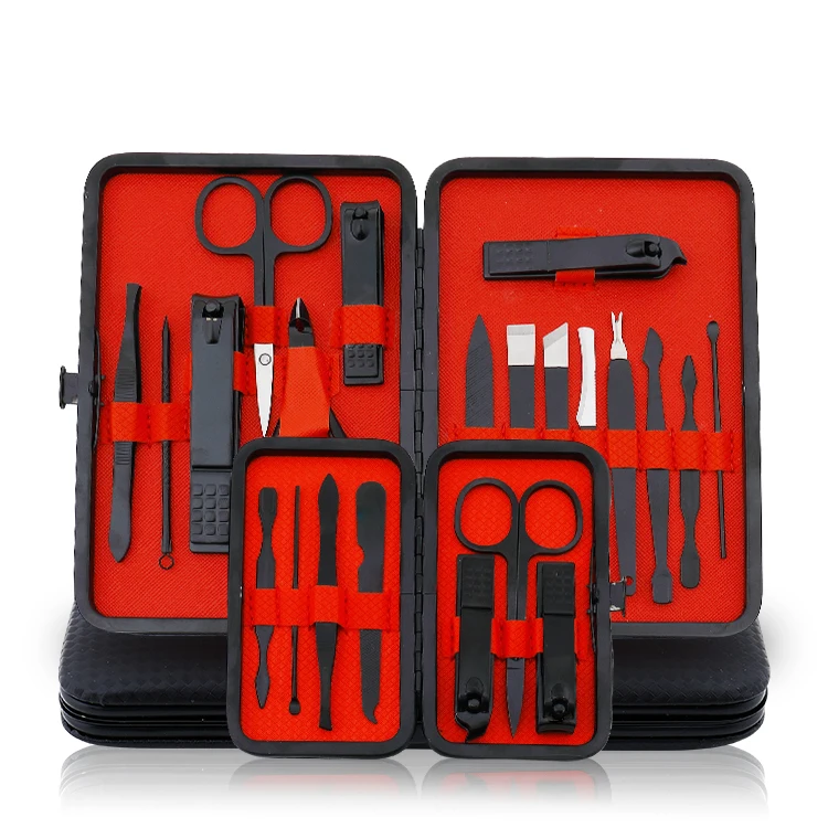 

Stainless Steel Mini Black Disposable Professional Men Care Clipper Cutter Tool Manicure Pedicure De Kit Nail Set, Black and red