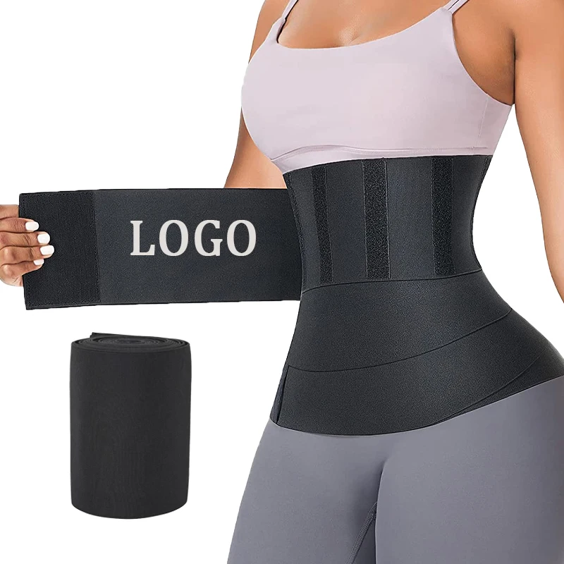 

Snatch Me Up Waist Shaper Bandage Women Adjustable One Piece Quality Sweat Band Long Slim Waist Trainer Wrap Belt, Black