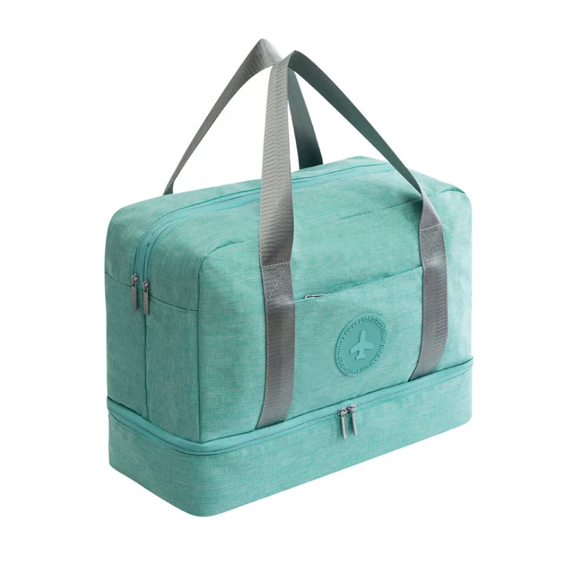 

Waterproof Duffle bag with Shoes Compartment Swim Bag Dry Wet Depart Travel Weekender Bag for Women Men, Black or printed color