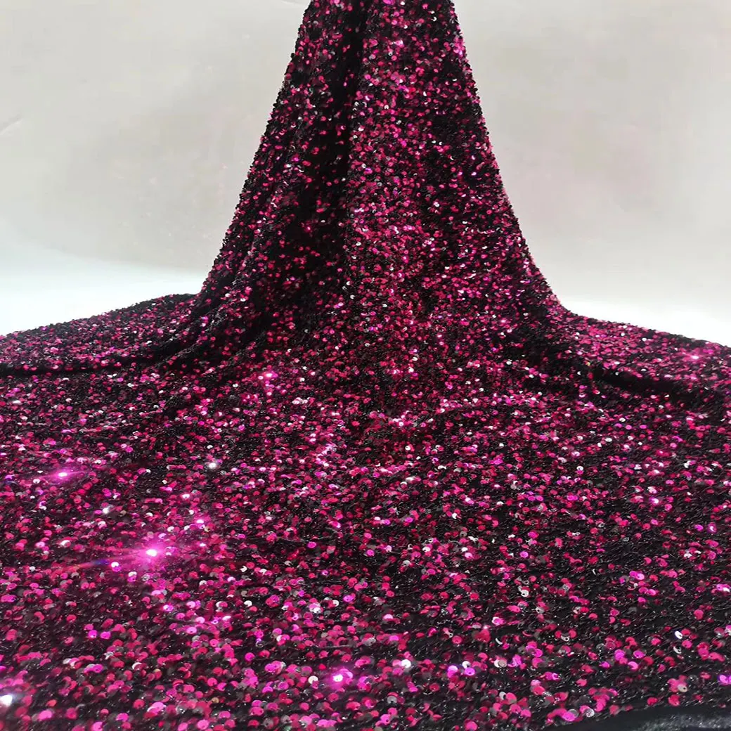 

2020 Latest Fashion sequin Velvet lace Fabric for Women's Wedding Dresses, As picture or customized