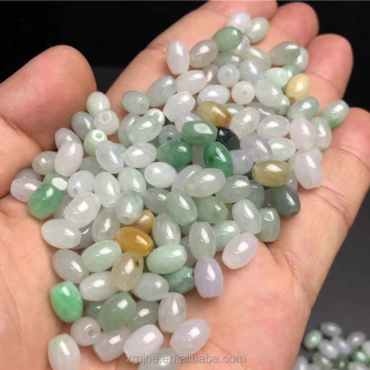 

Myanmar jade A cargo jade beads long beads 6x8mm bracelet necklace woven jewelry jade beads loose factory wholesale