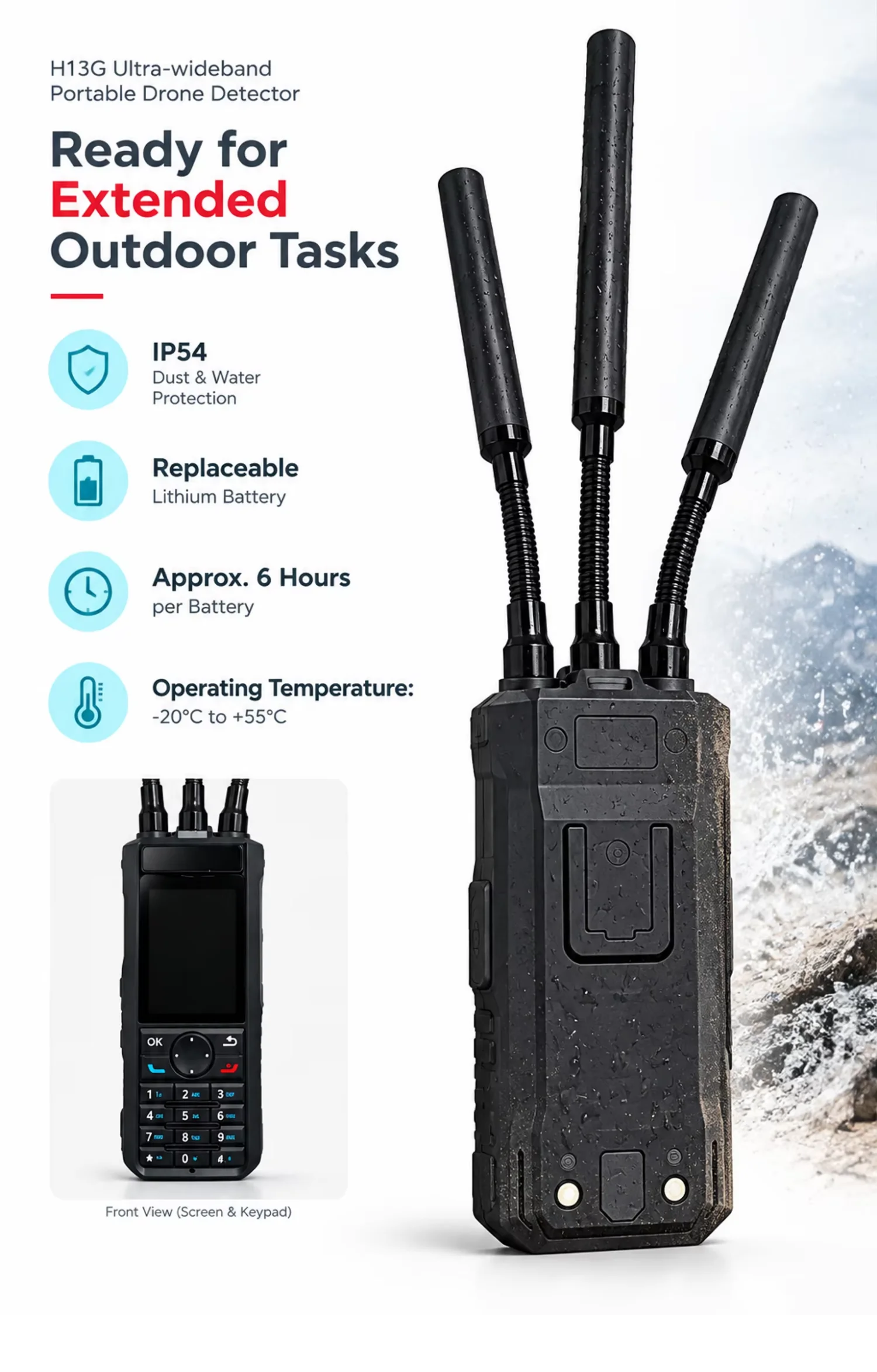 H13G Ultra-wideband Portable Drone Detector Handheld Drone Signal Finder