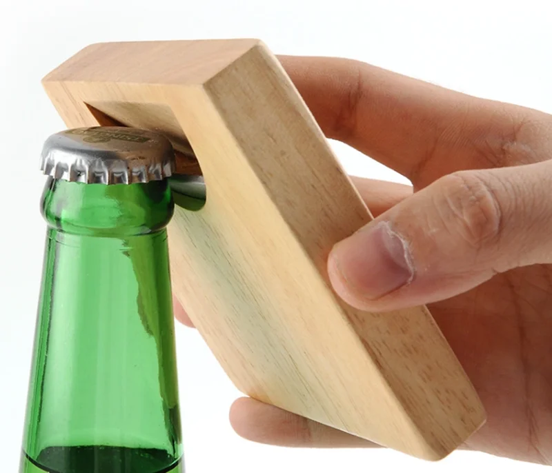 

High Quality Customize Beer Bottle Opener Personalized Square Wood Coaster, Wood color