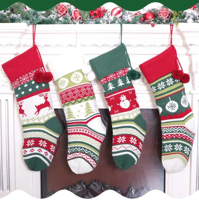 

50cm knitting Christmas Decorative stocking Christmas sock tree ornament stocking hanging Cable Pattern Rustic Personalized