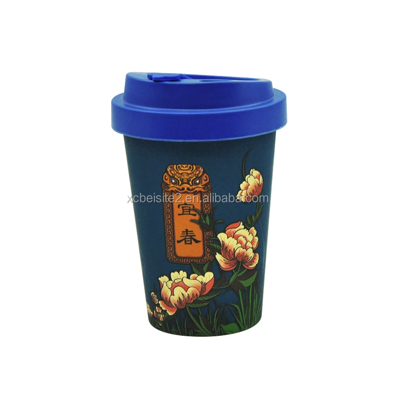 

Mikenda 450ML Biodegradable Food Grade Eco Bamboo Fiber Coffee Mugs Cup With Screw Lid