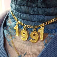 

Gold Color Necklace Number Pendant Necklace Year Personalized
