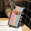 Vintage Rectangle Square Rainbow Gradient Phone Case Laser Diamond Bee Back Cover For iPhone 7P 8P XS XR XS 11 Pro MAX