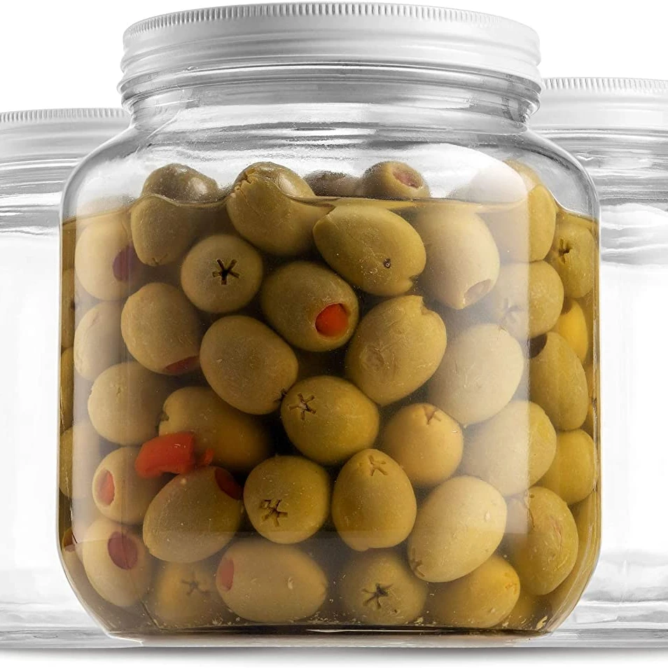 

64 Oz Wide Mouth Half Gallon Glass Mason Jar With Metal Airtight Lid, Clear