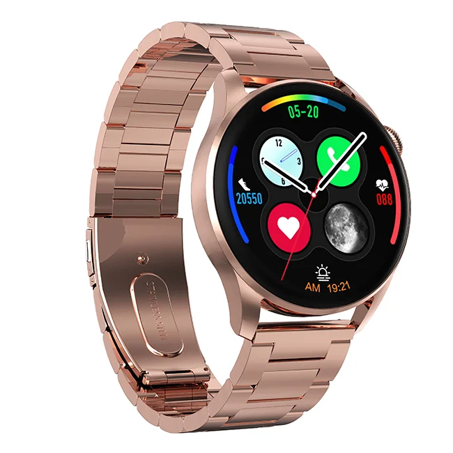 

Metallic Band Silicone Strap Smartwatch wireless Charger ECG Heart Rate BT Calling Smart watch DT3