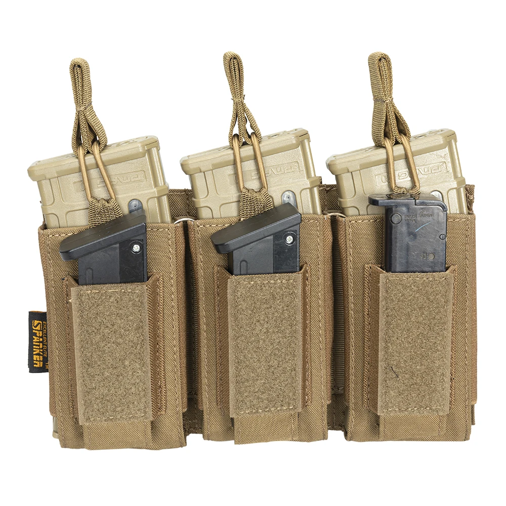 

Triple double stack Molle rifle military AK47 AR 5.56mm tactical magazine pouch, Blk cob rgn gry mc mcb