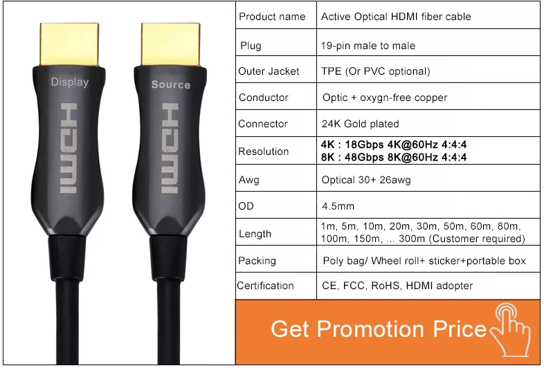Super Speed HDMI Long Fiber 8K@60hz 4K@120hz HDMI AOC 8K HDMI Active Optical Cable - ANKUX.COM