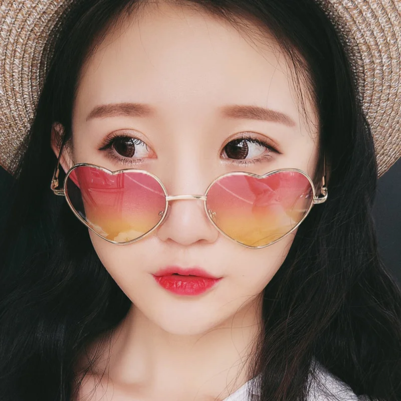 

MJ-0139 Female Fashion Sunglasses Metal Hearts Sunglasses In Europe And America Heart Shaped Gradient Sunglasses