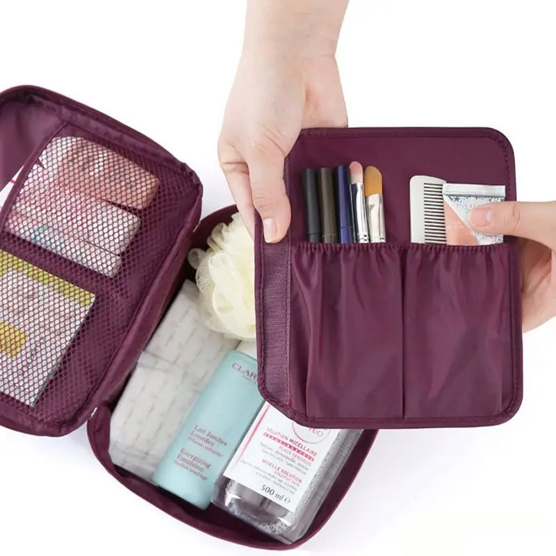 

Portable Travel Waterproof Wash Business Trip Women Aircraft Storage Pouch Cosmetic Professional Makeup Nylon Toiletry Bag