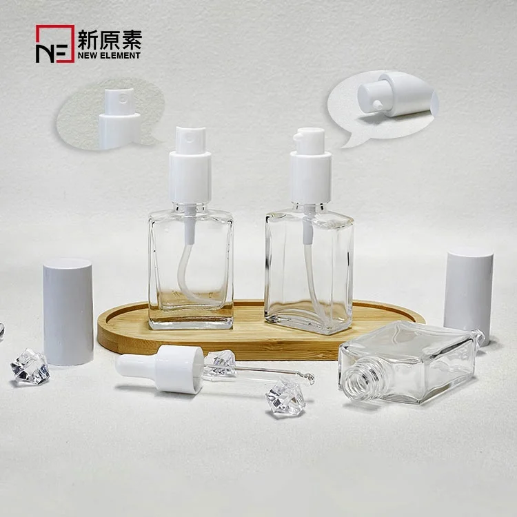 

New Element 15ml 30ml 50ml 100ml clear lotion perfume bottles with pump for cosmetic packaging