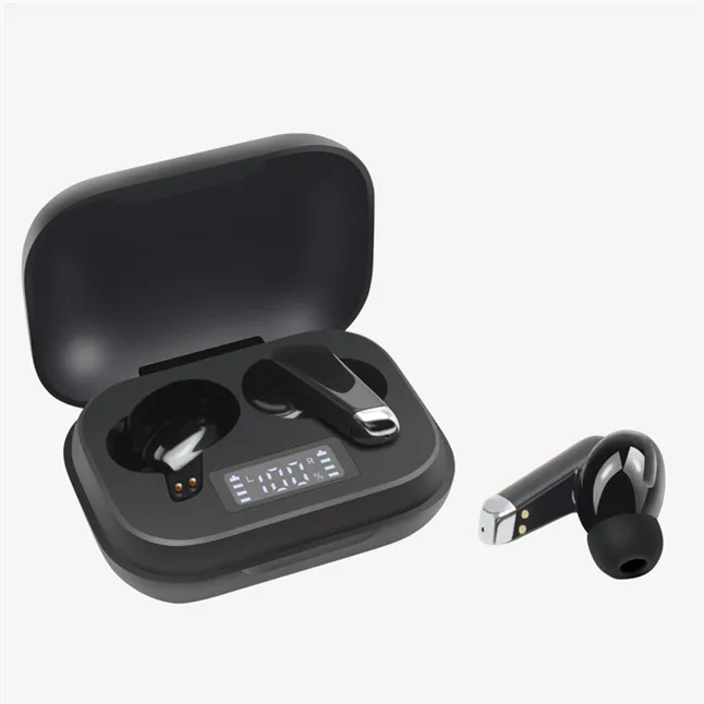 

True Wireless Stereo Headphone&Earphone Wake Up Siri Binaural Call Headphone with Magnetic Charging Box, White black