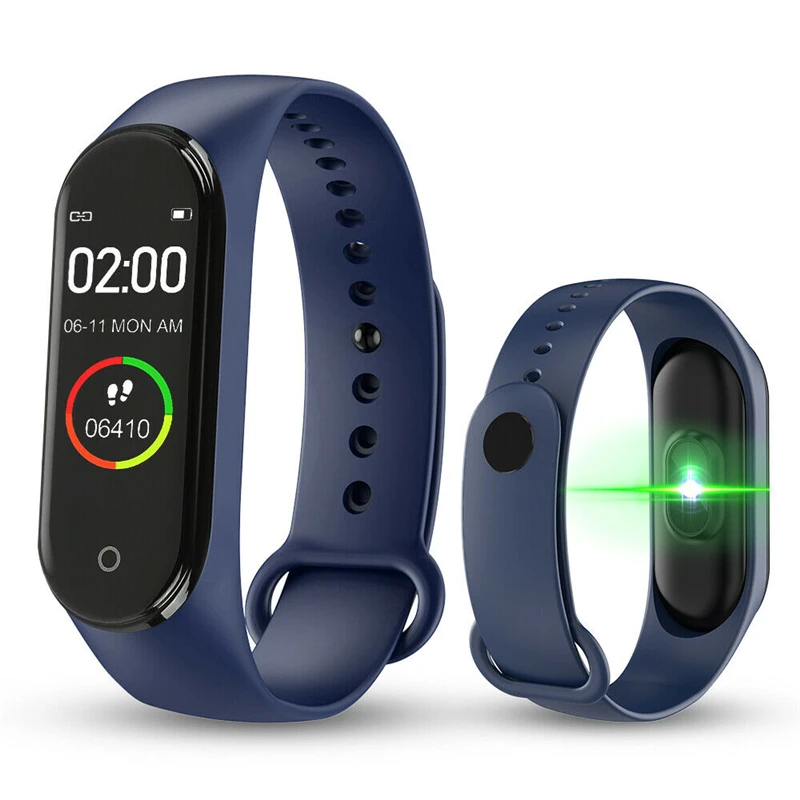 

Waterproof M4 Smart Band Smart Bracelet Monitoring Blood Pressure Smart Watch With BT Heart Rate Monitor, Black red blue grey