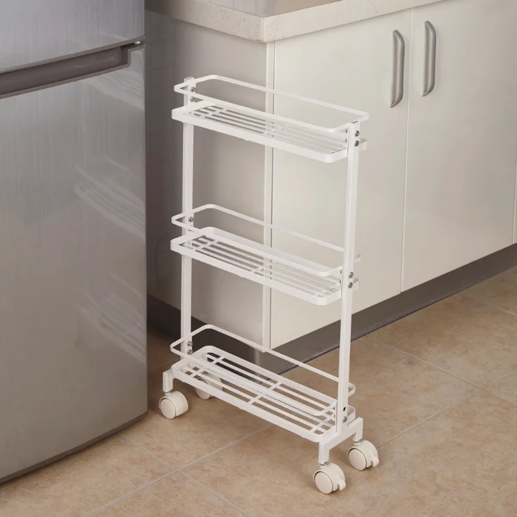 

High-quality kitchen crevice storage bathroom narrow slot movable shelf floor ultra-narrow small cart rack