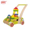 Top Quality Birch Wood Plywood Baby Walker Kids Wooden Block Toddle Truck Children Push Toy