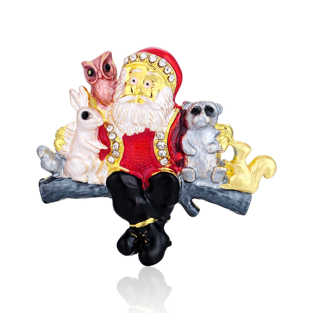 

Santa Claus and Parrot/Rabbit/Bear Christmas gifts Brooches for Women Enamel Brooch Pins Jewelry Accessories